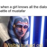 Star Wars Memes Prequel-memes, Anakin, Mustafar, Ahsoka Tano, Ahsoka, General Kenobi text: me when a girl knows all the dialogue of battle of mustafar [Visibk tul d o 