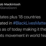 Black Twitter Memes Tweets, Palestine, DT, Americans, PoliceBrutality, BLM text: Rob Mackintosh s @GianoGionni All 50 states plus 18 countries participated in #BlackLivesMatter protests as of today making it the largest civil rights movement in world history wow 