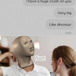 other memes Funny, Russian, Dino, Berserker text: I have a huge crush on you Very big Like dinosaur Seen 