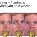minecraft memes Minecraft,  text: Minecraft animals when you hold wheat  Minecraft, 