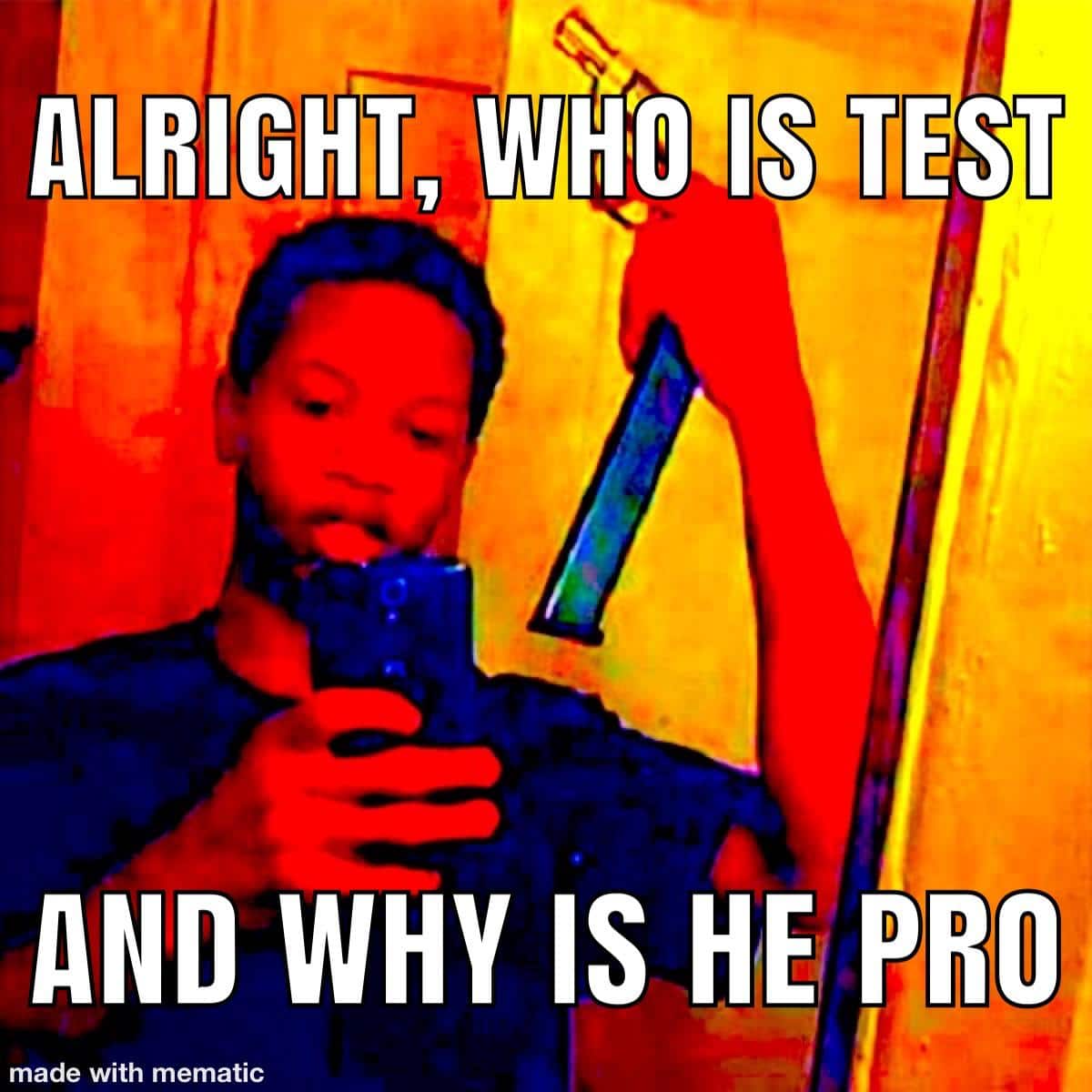 Deep-fried, Test Deep Fried Memes Deep-fried, Test text: AND WHY IS HE PRO made with mematic 