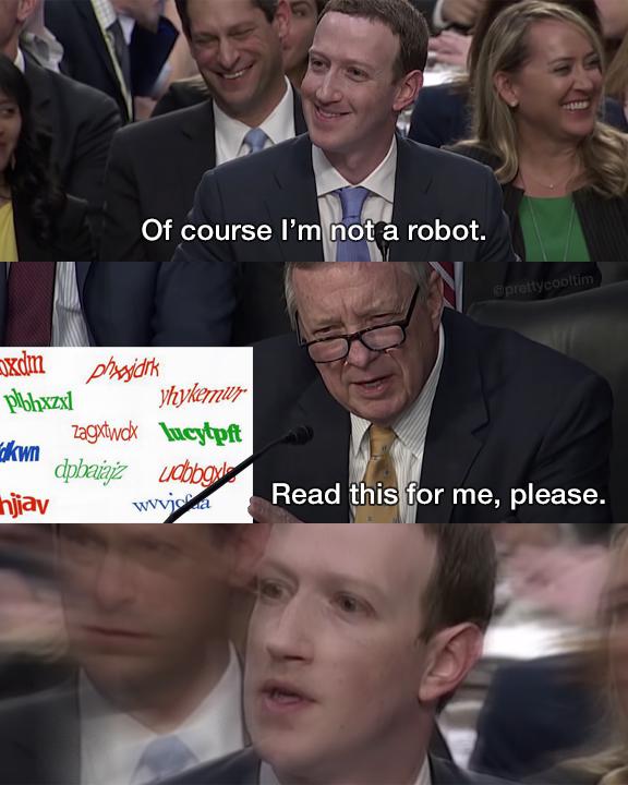 Funny, Zuck, Elon, Mark Zuckerberg, Musk, Zuckerberg other memes Funny, Zuck, Elon, Mark Zuckerberg, Musk, Zuckerberg text: Of course I'm not a robot. )'hykmzp dplni:p Read this for me, please. 