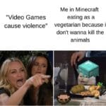 Wholesome Memes Wholesome memes, Minecraft, Muslim text: "Video Games cause violence" Me in Minecraft eating as a vegetarian because i don