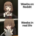 Anime Memes Anime, WeLp text: Weebs on Reddit Weebs in real life  Anime, WeLp