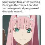 Anime Memes Anime, Elon, AE text: Elon Musk O @elonmusk Sorry catgirl fans, after watching Darling in the Franxx. I decided to create genetically engineered dino girls instead.  Anime, Elon, AE