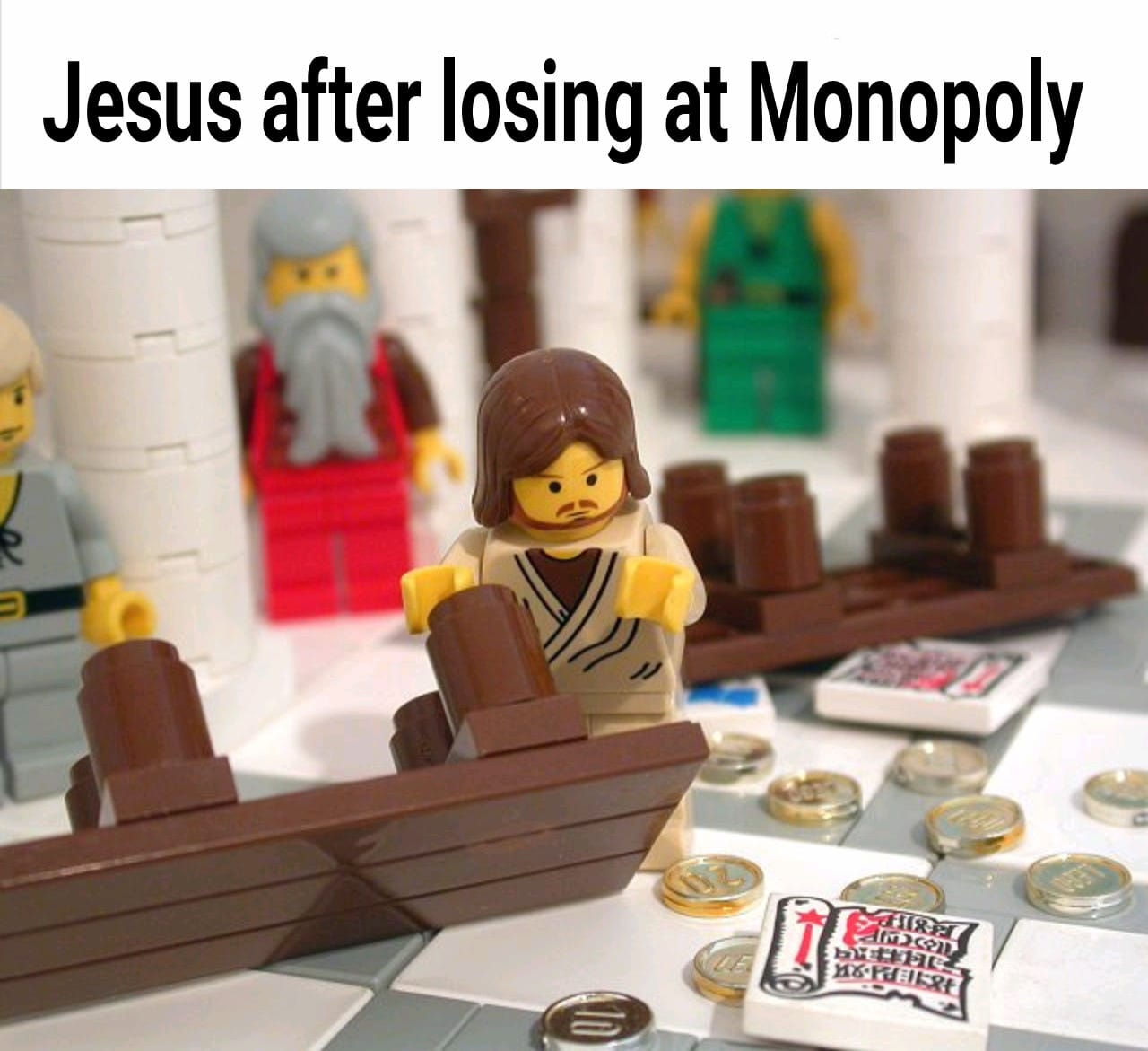 Christian,  Christian Memes Christian,  text: Jesus after losing at Monopoly 