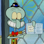 Squidward pointing to help me sign Spongebob meme template blank  Spongebob, Squidward, Pointing, Holding Sign, Scared, Depression