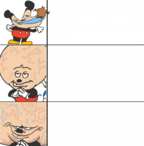 Increasingly smarter Mickey Smarter meme template