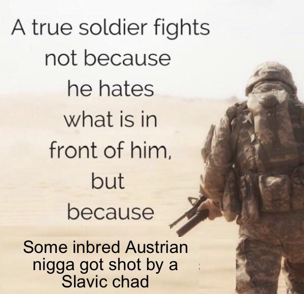 History, Franz Ferdinand, House, Chad, Austrian, Habsburg-Lorraine History Memes History, Franz Ferdinand, House, Chad, Austrian, Habsburg-Lorraine text: A true soldier fights not because he hates what is in front of him, but because Some inbred Austrian nigga got shot by a Slavic chad 