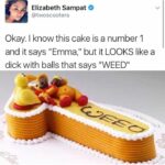 History Memes History, German, Joey, Dick Weed text: Elizabeth Sampat e @twoscooters Okay. I know this cake is a number 1 and it says "Emma," but it LOOKS like a dick with balls that says "WEED"  History, German, Joey, Dick Weed