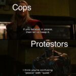 Avengers Memes Thanos, Black Panther text: Cops If you believe in peace, then let us keep it. Protestors I think you