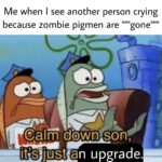 minecraft memes Minecraft,  text: Me when I see another person crying because zombie pigmen are """gone vvvvvv d@Win sonl / aDjust{an upgrade,  Minecraft, 