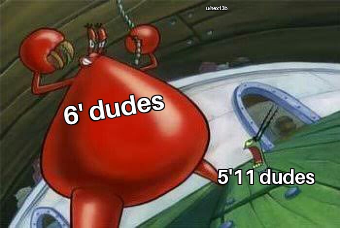 Spongebob,  Spongebob Memes Spongebob,  text: 6' dudes 5' 1 1 dudes 