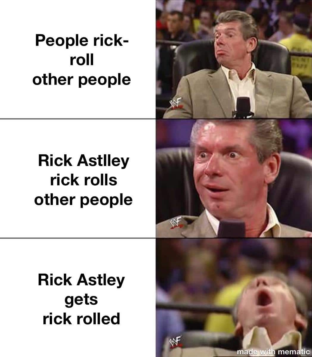 Dank, TheMalleableDuck, Rick other memes Dank, TheMalleableDuck, Rick text: People rick- roll other people Rick Astiley rick rolls other people Rick Astley gets rick rolled mem 