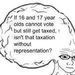 Dank Memes Dank, Puerto Rico, Rico, Washington DC, Taxes, Canada text: If 16 and 17 year olds cannot vote but still get taxed, isn