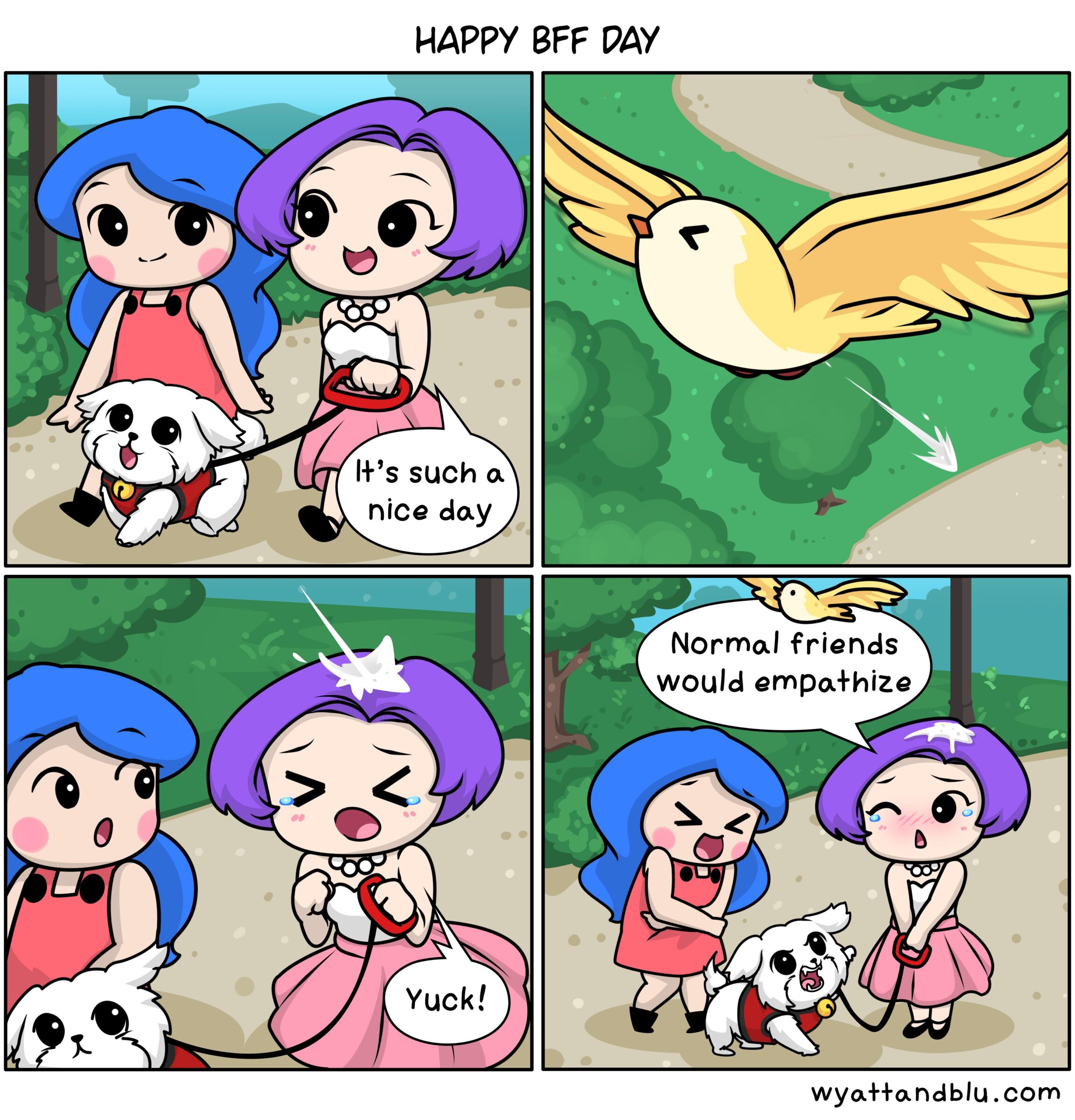 Being a bff, BFF Comics Being a bff, BFF text: HAPPY BFF PAY l+'s such a nice day Normal friends wya++andblu . com 