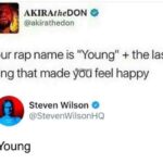 depression memes Depression,  text: AKIRAtheDON e @akirathedon Your rap name is "Young" + the last thing that made \jöü feel happy Steven Wilson @StevenWilsonHQ Young  Depression, 
