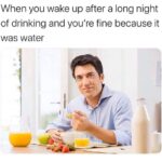 Water Memes Water, Liver text: When you wake up after a long night of drinking and you