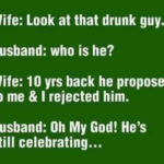 boomer memes Political,  text: Wife: Look at that drunk guy. Husband: who is he? Wife: 10 yrs back he proposed to me & I rejected him. Husband: Oh My God! He