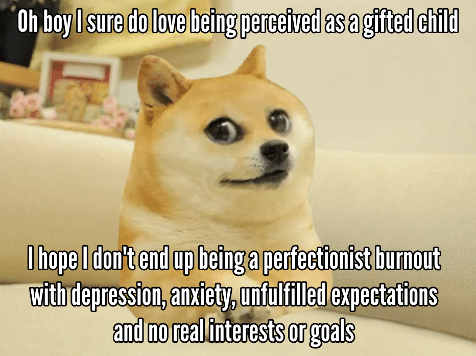 Depression, Redacted, Mindset, English depression memes Depression, Redacted, Mindset, English text: Oh boy I sure do love being perceived as a gifted child hope I don't end up being a perfectionist burnout with depression, anxiety, unfulfilled expectations and no real intereSts or goals 