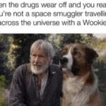 Star Wars Memes Ot-memes, Visit, OTMemes, OC, Negative, JPEG text: When the drugs wear off and you realize you