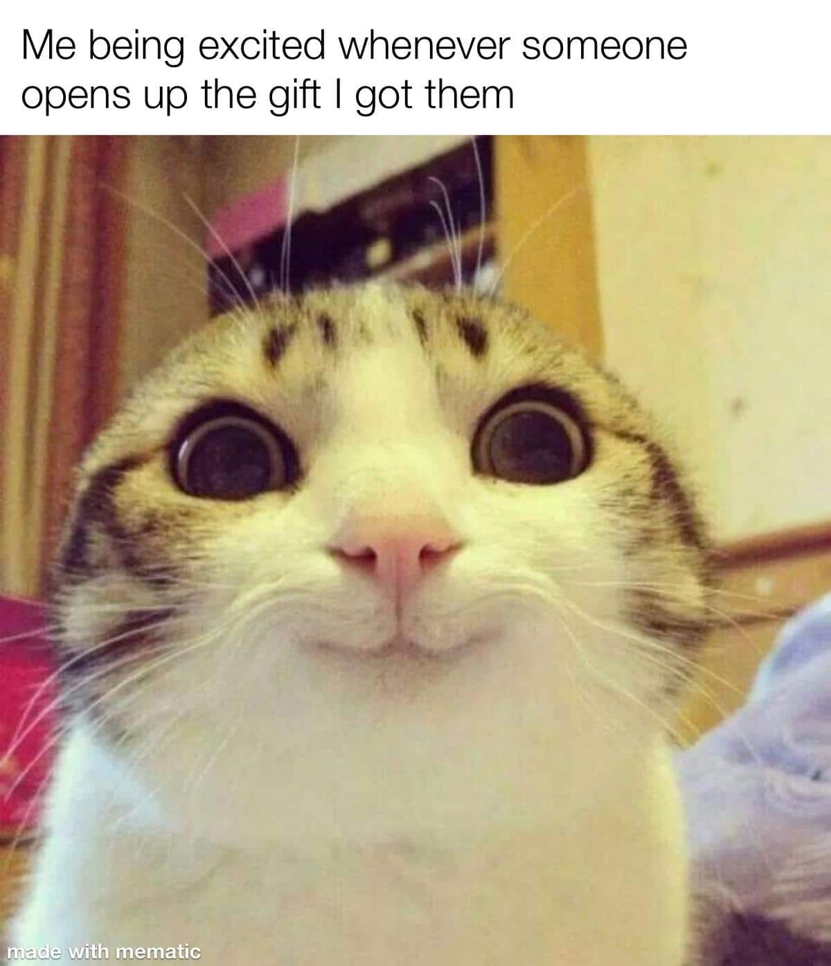 Wholesome memes,  Wholesome Memes Wholesome memes,  text: Me being excited whenever someone opens up the gift I got them 'dé with mematic 