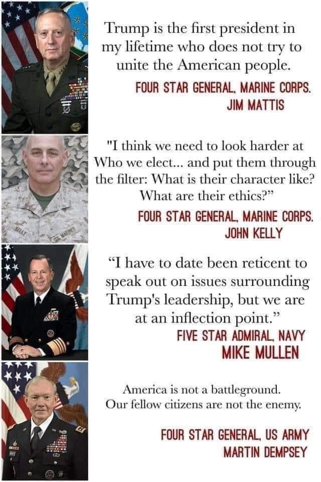 Political, Trump, November, Liberals, Constitution, Congress Political Memes Political, Trump, November, Liberals, Constitution, Congress text: 3 Trump is the first president in my lifetime who does not t1Y to unite the American people. FOUR STAR GENERAL MARINE CORPS. JIM MATTIS 