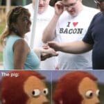 other memes Funny, Bacon, Animal Farm text: BAcorr The pig:  Funny, Bacon, Animal Farm