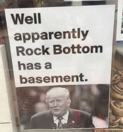 Political, Trump, November, White House, Trump Tissue, Left Political Memes Political, Trump, November, White House, Trump Tissue, Left text: Well apparently Rock Bottom has a basement. 