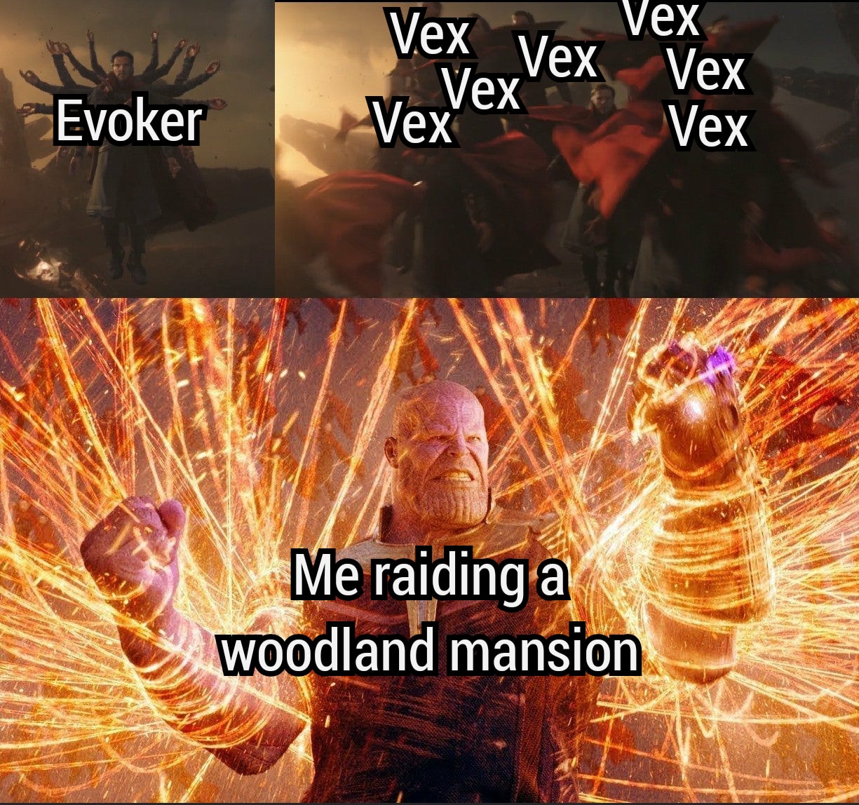 Minecraft,  minecraft memes Minecraft,  text: Vex -Evoker Vex Vex Vex -Mex Me raiding;a woodland mansion Vex Vex 