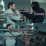 Star Wars Memes Ot-memes, Disney, Star Wars, The Mandalorian, George, Solo text: making everything non-canon SW fans —making Disney* non-canon SW fans Disney 