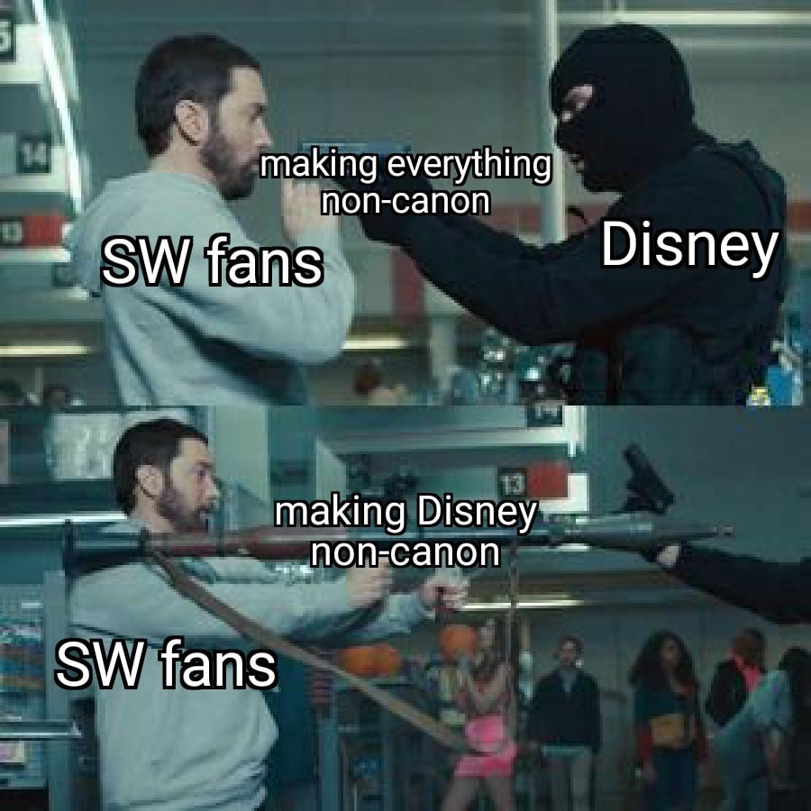 Ot-memes, Disney, Star Wars, The Mandalorian, George, Solo Star Wars Memes Ot-memes, Disney, Star Wars, The Mandalorian, George, Solo text: making everything non-canon SW fans —making Disney* non-canon SW fans Disney 