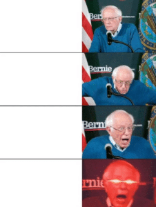 Bernie Sanders getting increasingly excited Bernie Sanders meme template