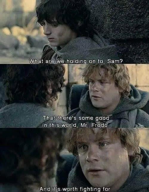 Wholesome memes, Sam, Frodo, LOTR, Mr, Bob Wholesome Memes Wholesome memes, Sam, Frodo, LOTR, Mr, Bob text: wk holdin one to, Sam? Theft ere's some good nd fighting for 