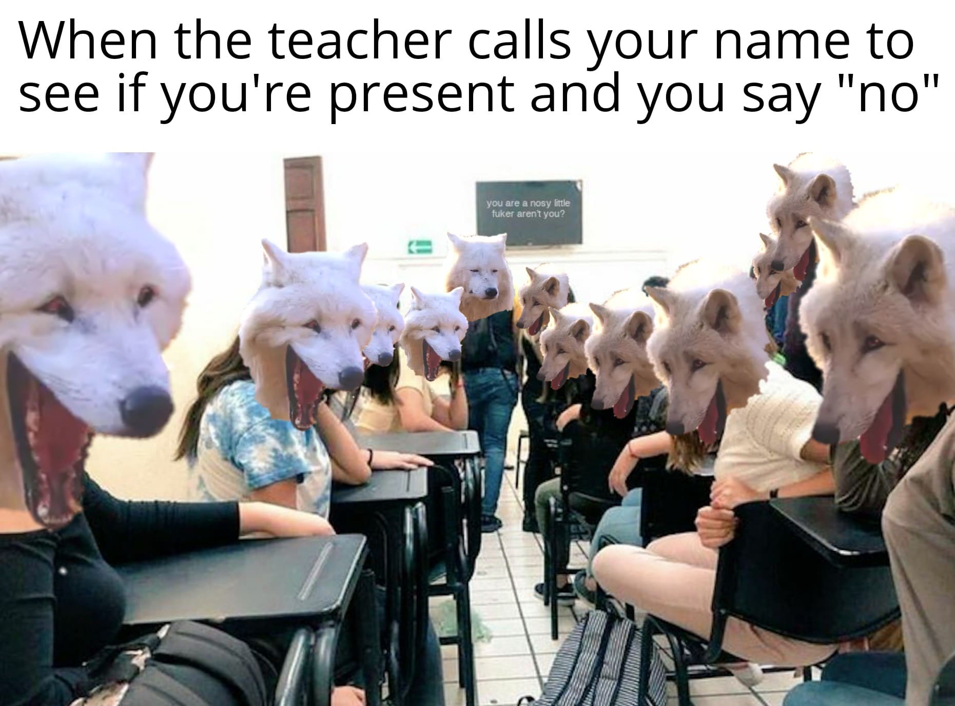 Funny, Present, Physically, Funniest, Absent other memes Funny, Present, Physically, Funniest, Absent text: When the teacher calls your name to see if you're present and you say 