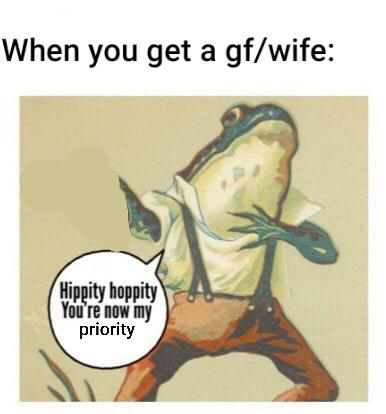 Wholesome memes, Respect Wholesome Memes Wholesome memes, Respect text: When you get a gf/wife: Hippity hoppity You re now my priority 