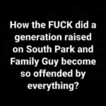 boomer memes Political, Says text: How the FUCK did a generation raised on South Park and Family Guy become so offended by everything?  Political, Says