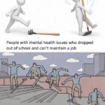 depression memes Depression, University, Covid text: People with mental health issues who dropped out of school and can