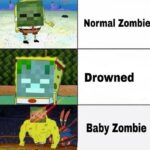 minecraft memes Minecraft, Fucc text: Normal Zombie Drowned Baby Zombie  Minecraft, Fucc