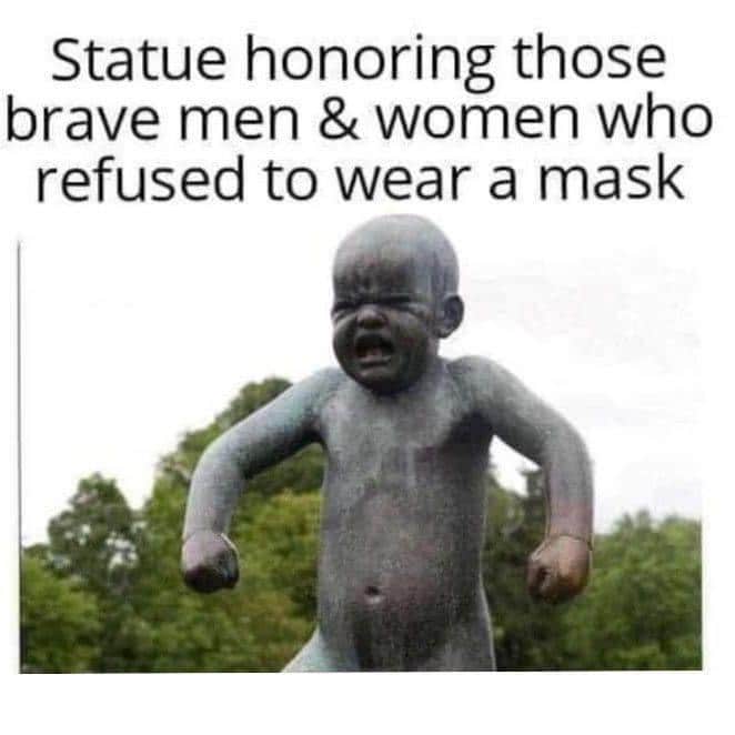 Political, Norway Political Memes Political, Norway text: Statue honoring those brave men & women who refused to wear a mask 