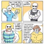 Dank Memes Dank, Apollo, Reddit, Phone, Lefty, Relay text: OH, JUST TOG EVERY ONCE IN nn A WHILE! LIFT comPET- iTNELY. 1 DO CROSSFIT. I can touch the upvote button although I am 00 right handed and I don