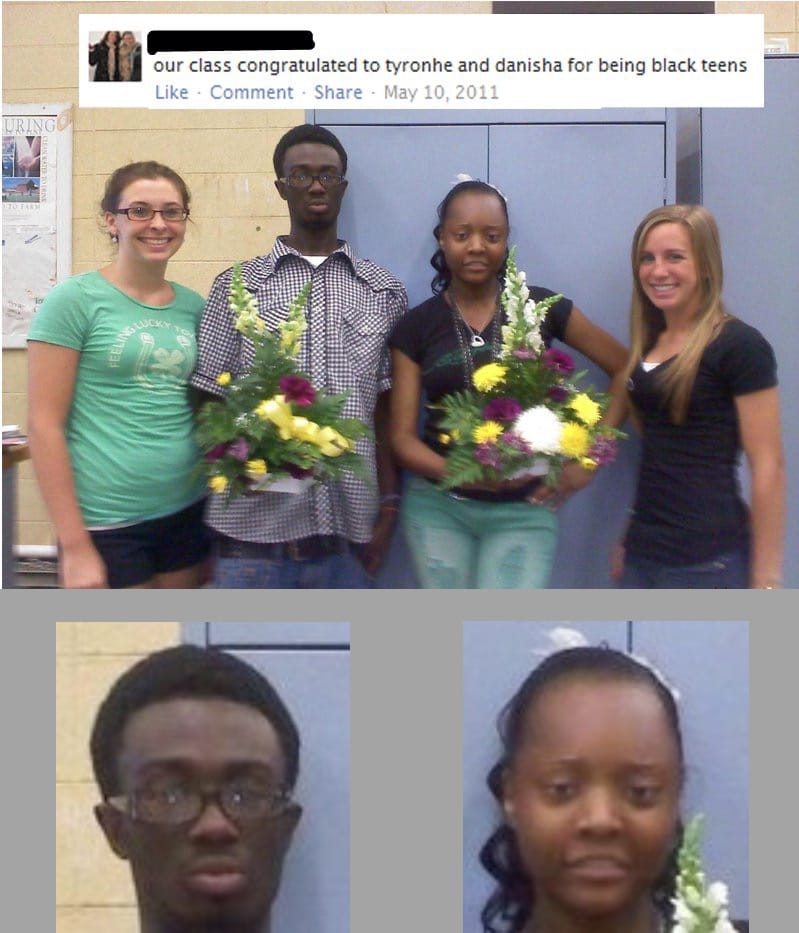 History, POC, BLM History Memes History, POC, BLM text: our class congratulated to tyronhe and danisha for being black teens Like • Comment • Share • May 10, 2011 