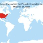 History Memes History, Japan, Japanese, America, President, No text: map of all countries where the President vomited on the Prime Minister of Japan 