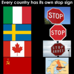 History Memes History, Quebec, French, Italy, Canada, English text: Every country has its own stop sign STOP STOP 