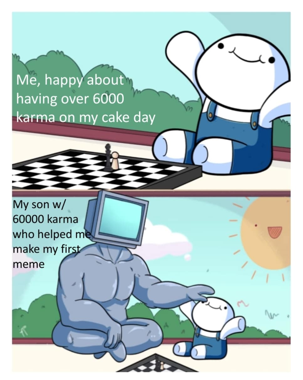 Wholesome memes,  Wholesome Memes Wholesome memes,  text: Me, happy about having over 6000 karmaonn cake day My son w/ 60000 karma who helped m make my fir meme 
