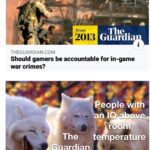 other memes Funny, Celsius, IQ, Fahrenheit, The Guardian, Kelvin text: The t Guardi THEGUARDIAN.COM Should gamers be accountable for in-game war crimes? ?eople with nib boxe room The ie perature de ith ati  Funny, Celsius, IQ, Fahrenheit, The Guardian, Kelvin