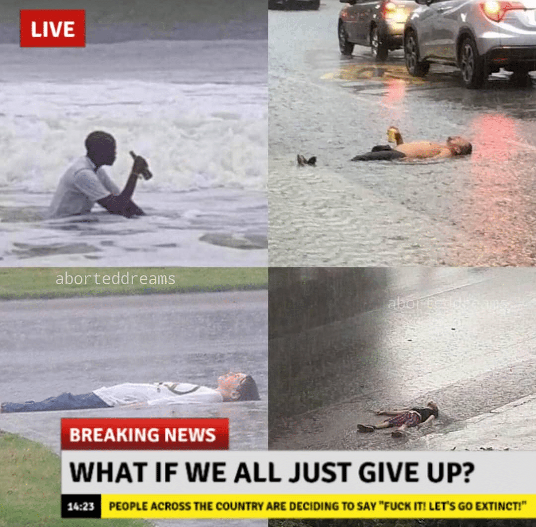 Depression, IFLtNYI3Ls depression memes Depression, IFLtNYI3Ls text: LIVE aborteddreams BREAKING NEWS WHAT IF WE ALL JUST GIVE UP? PEOPLE ACROSS THE COUNTRY ARE DECIDING TO SAY 
