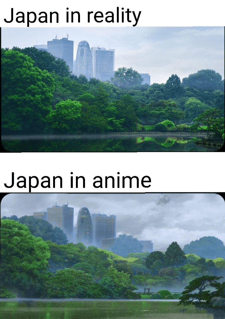 Funny, Japan, Words, Japanese, The Garden, Garden other memes Funny, Japan, Words, Japanese, The Garden, Garden text: Japan in reality Japan in anime 