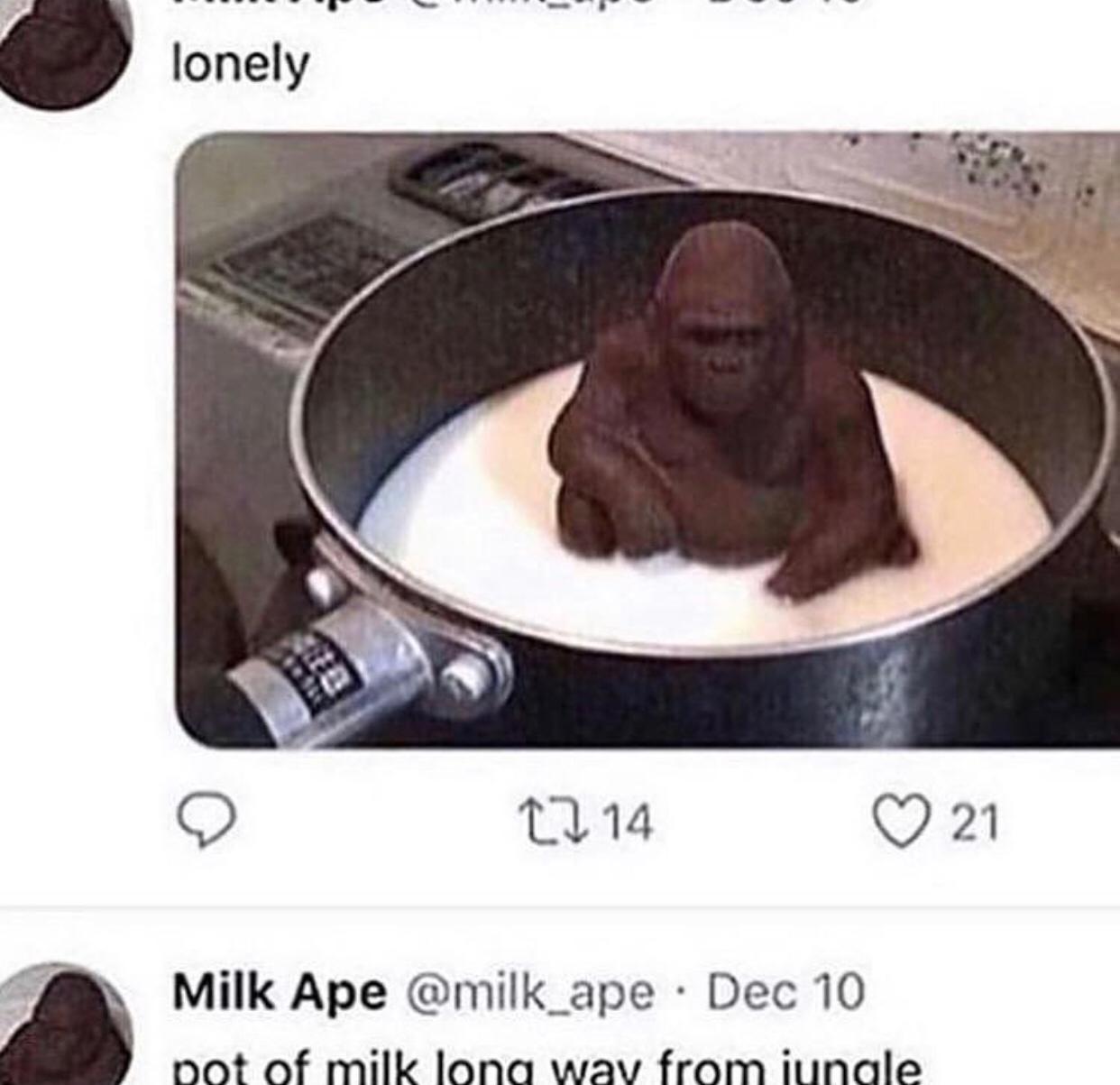 Cringe,  cringe memes Cringe,  text: lonely @milk_ape • Dec 10 Milk Ape 0 21 