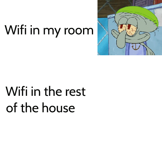 Spongebob,  Spongebob Memes Spongebob,  text: Wifi in my room Wifi in the rest of the house 
